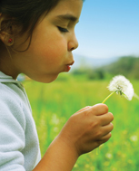 Photo of girl blowing dandelion