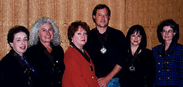 1997 Oklahoma Book Award Winners: Renata
Treitel, Annick Smith, Arrell Gibson Lifetime Achievement Award recipient S.E.
Hinton, Stewart O'Nan, Carol Haralson, and Barbara Snow Gilbert.