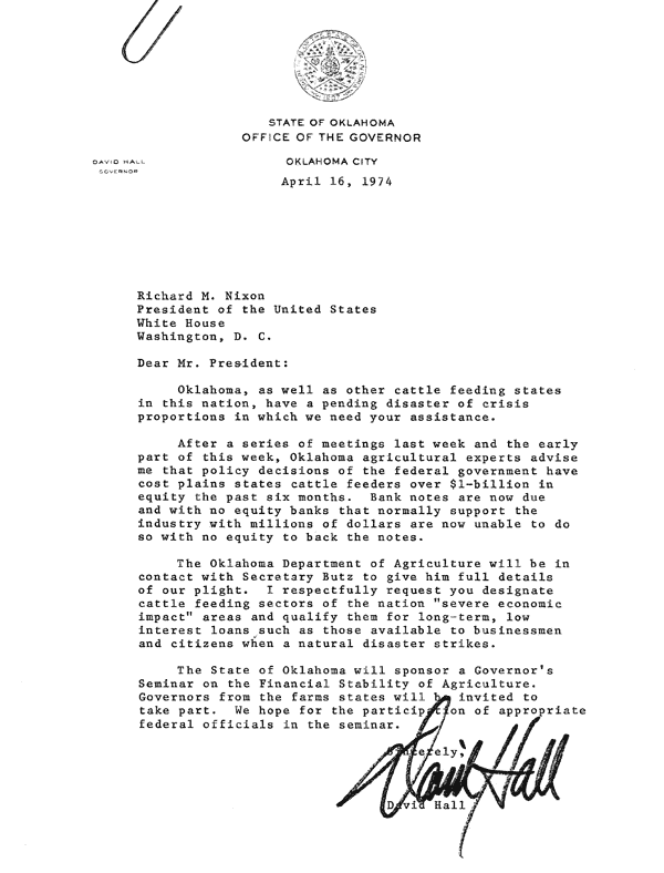 letter to President Richard M. Nixon